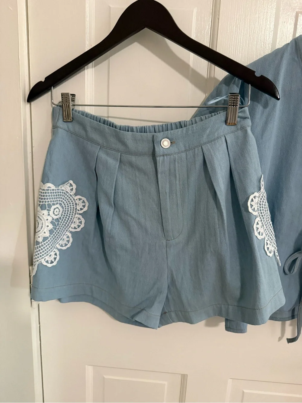 Vici Sky Blue Two-Piece Crochet Accent Set